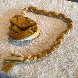 Velvet Braided Wig Rapunzel Tangled Costume hat 39" braid blonde gold cosplay